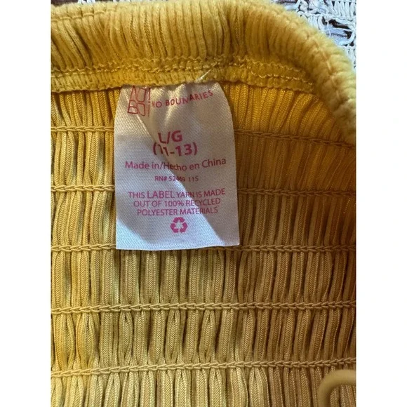 No Boundaries Button Front Mini Dress Juniors L 11-13 Yellow Excellent Ribbed - Picture 6 of 6